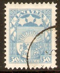 Latvia 1923 30s blue. SG140.